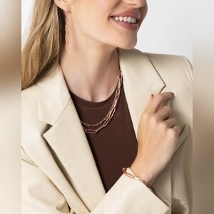 2 Piece Set-Monochromatic Matinee Necklace And Matinee Mashup Copper Bracelet